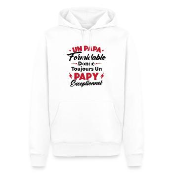 Cadeau pour grand-père - Un papy exceptionnel - Sweat à capuche Premium bio Homme - blanc - Devant - Nico (187cm)