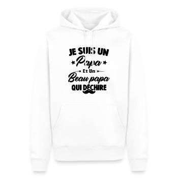 je suis un papa et beau-papa qui déchire - Sweat à capuche Premium bio Homme - blanc - Devant - Nico (187cm)