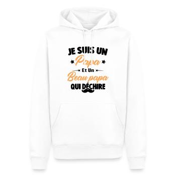 je suis un papa et beau-papa qui déchire - Sweat à capuche Premium bio Homme - blanc - Devant - Nico (187cm)
