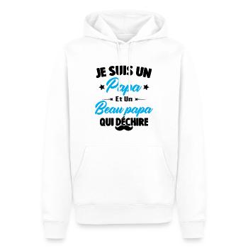 je suis un papa et beau-papa qui déchire - Sweat à capuche Premium bio Homme - blanc - Devant - Nico (187cm)