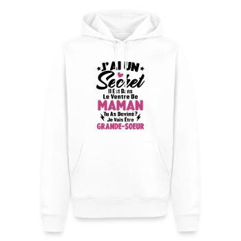 J'ai un secret je vais être grande sœur cadeau - Sweat à capuche Premium bio Homme - blanc - Devant - Nico (187cm)