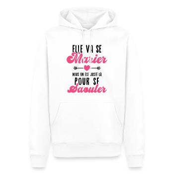 Elle va se marier - Sweat à capuche Premium bio Homme - blanc - Devant - Nico (187cm)