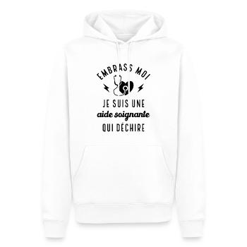 Embrasse moi je suis une aide-soignante cadeau - Sweat à capuche Premium bio Homme - blanc - Devant - Nico (187cm)