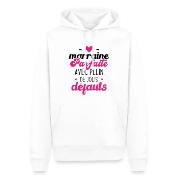 Marraine parfaite avec plein de jolis défauts - Sweat à capuche Premium bio Homme - blanc - Devant - Nico (187cm)