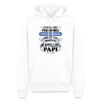 Importantes personnes m'appellent papi - Sweat à capuche Premium bio Homme - blanc - Devant - Nico (187cm)