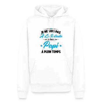Je Ne Suis Pas À La Retraite, Papi À Plein Temps - Sweat à capuche Premium bio Homme - blanc - Devant - Nico (187cm)