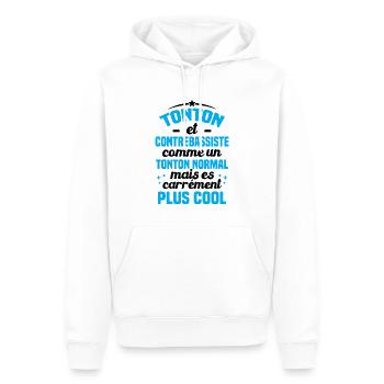 Tonton et Contrebassiste comme un tonton normal - Sweat à capuche Premium bio Homme - blanc - Devant - Nico (187cm)