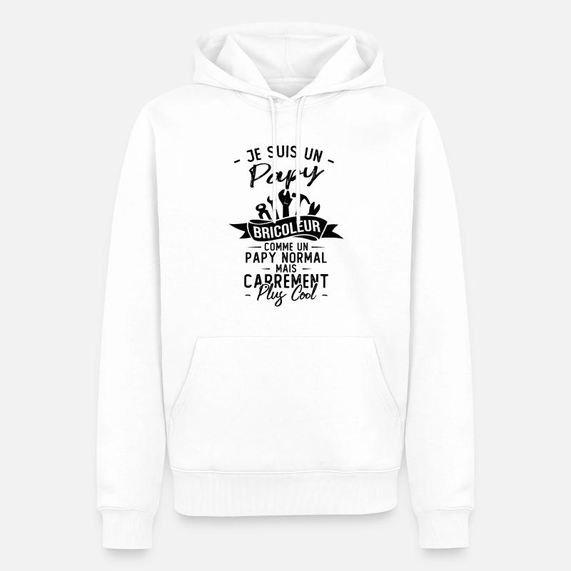 Papy bricoleur comme un papy normal - Sweat à capuche Premium bio Homme - blanc