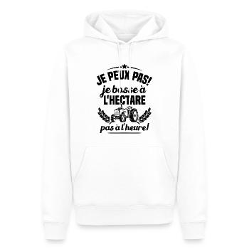 Je peux pas! Je bosse à l'hectare pas à l'heure - Sweat à capuche Premium bio Homme - blanc - Devant - Nico (187cm)