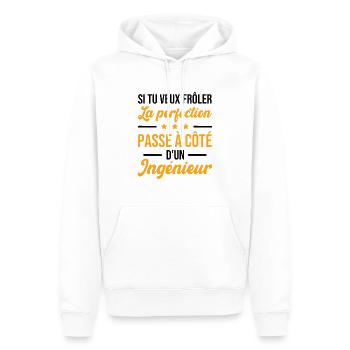 Humour Cadeau Pour Ingénieur - Sweat à capuche Premium bio Homme - blanc - Devant - Nico (187cm)
