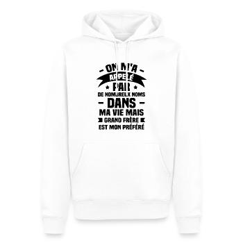 Préféré Nom Est Grand Frère, Cadeau pour Frère - Sweat à capuche Premium bio Homme - blanc - Devant - Nico (187cm)
