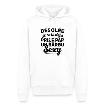 Désolée je suis déjà prise par un barbu sexy - Sweat à capuche Premium bio Homme - blanc - Devant - Nico (187cm)