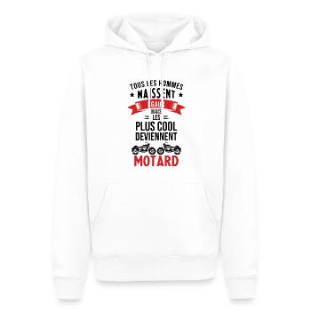 Les Plus Cool Hommes Deviennent Motard - Sweat à capuche Premium bio Homme - blanc - Devant - Nico (187cm)