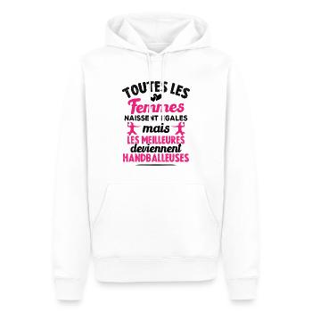 Les meilleures femmes deviennent handballeuses - Sweat à capuche Premium bio Homme - blanc - Devant - Nico (187cm)