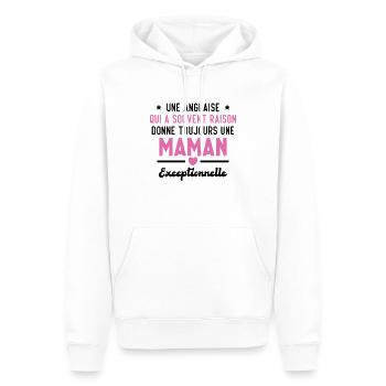 Une anglaise donne toujours maman exceptionnelle - Sweat à capuche Premium bio Homme - blanc - Devant - Nico (187cm)
