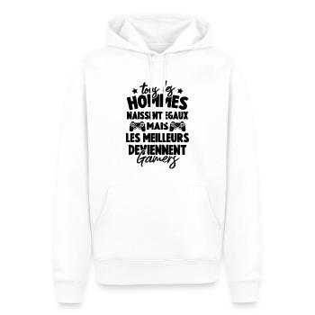 Tous Les Hommes Naissent Égaux - Meilleurs Gamers - Sweat à capuche Premium bio Homme - blanc - Devant - Nico (187cm)