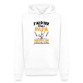 Papa Et Médecin / Cadeau Meilleur Papa Médecin - Sweat à capuche Premium bio Homme - blanc - Devant - Nico (187cm)