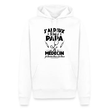 Papa Et Médecin / Cadeau Meilleur Papa Médecin - Sweat à capuche Premium bio Homme - blanc - Devant - Nico (187cm)