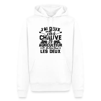 Chauve Agriculteur / Humour Cadeau Agriculture - Sweat à capuche Premium bio Homme - blanc - Devant - Nico (187cm)