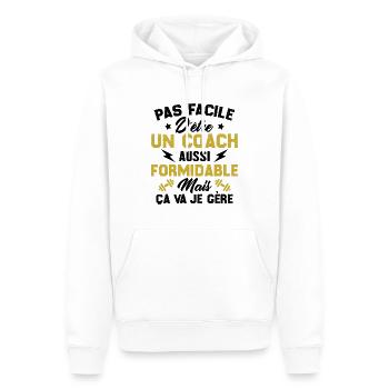 Pas facile d'être un coach aussi formidable - Sweat à capuche Premium bio Homme - blanc - Devant - Nico (187cm)