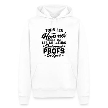 Les meilleurs hommes deviennent profs de sport - Sweat à capuche Premium bio Homme - blanc - Devant - Nico (187cm)