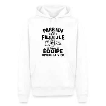 Parrain et Filleule une Équipe pour la Vie - Sweat à capuche Premium bio Homme - blanc - Devant - Nico (187cm)