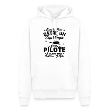 Un Super Papa Et Un Pilote - Sweat à capuche Premium bio Homme - blanc - Devant - Nico (187cm)