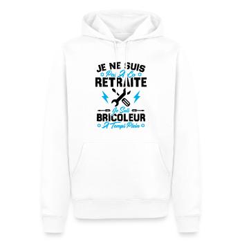 Pas à la retraite je suis bricoleur à temps plein - Sweat à capuche Premium bio Homme - blanc - Devant - Nico (187cm)
