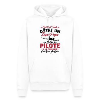 Un Super Papa Et Un Pilote - Sweat à capuche Premium bio Homme - blanc - Devant - Nico (187cm)