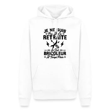 Pas à la retraite je suis bricoleur à temps plein - Sweat à capuche Premium bio Homme - blanc - Devant - Nico (187cm)