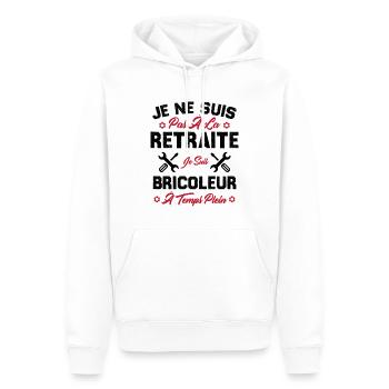 Pas à la retraite je suis bricoleur à temps plein - Sweat à capuche Premium bio Homme - blanc - Devant - Nico (187cm)
