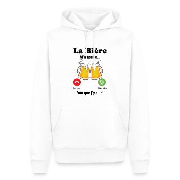 La Bière m'appelle - Sweat à capuche Premium bio Homme - blanc - Devant - Nico (187cm)