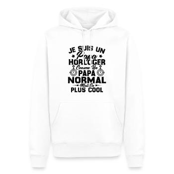 Je Suis Un Papa Horloger Comme Un Papa Normal - Sweat à capuche Premium bio Homme - blanc - Devant - Nico (187cm)