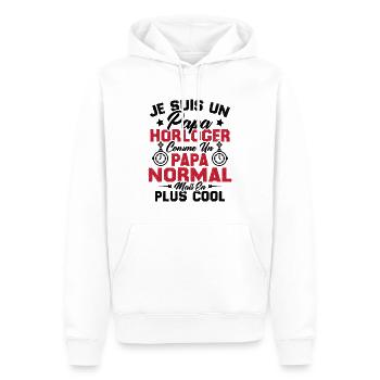 Je Suis Un Papa Horloger Comme Un Papa Normal - Sweat à capuche Premium bio Homme - blanc - Devant - Nico (187cm)