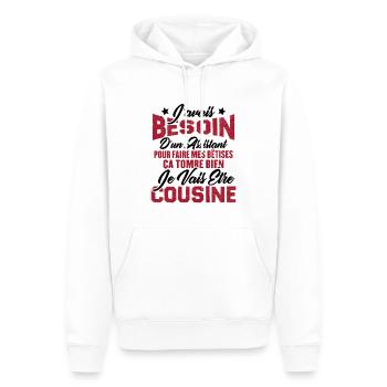 Je vais être cousine, Cadeau pour future cousine - Sweat à capuche Premium bio Homme - blanc - Devant - Nico (187cm)