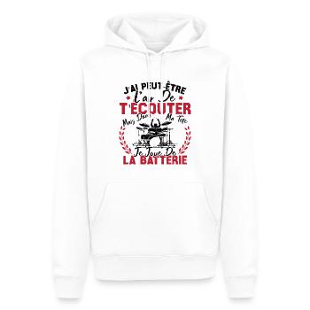 Dans Ma Tête Je Joue De La Batterie Batteur Cadeau - Sweat à capuche Premium bio Homme - blanc - Devant - Nico (187cm)