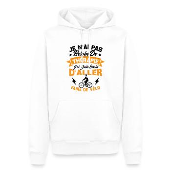 J'ai juste besoin d'aller faire du vélo - Sweat à capuche Premium bio Homme - blanc - Devant - Nico (187cm)