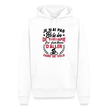 J'ai juste besoin d'aller faire du vélo - Sweat à capuche Premium bio Homme - blanc - Devant - Nico (187cm)