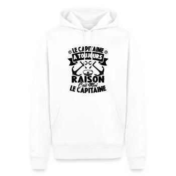 Le Capitaine A Toujours Raison C'est Moi Capitaine - Sweat à capuche Premium bio Homme - blanc - Devant - Nico (187cm)