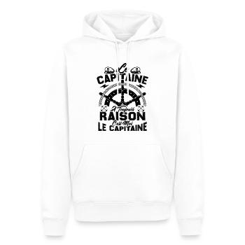 Le Capitaine A Toujours Raison C'est Moi Capitaine - Sweat à capuche Premium bio Homme - blanc - Devant - Nico (187cm)