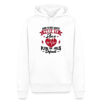 Aide soignante parfaite, Cadeau Aide soignante - Sweat à capuche Premium bio Homme - blanc - Devant - Nico (187cm)
