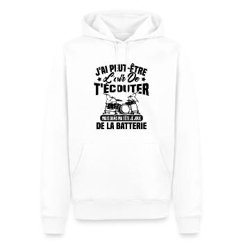 Dans Ma Tête Je Joue De La Batterie Batteur Cadeau - Sweat à capuche Premium bio Homme - blanc - Devant - Nico (187cm)