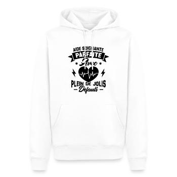Aide soignante parfaite, Cadeau Aide soignante - Sweat à capuche Premium bio Homme - blanc - Devant - Nico (187cm)