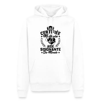 Certifiée meilleure aide-soignante du monde - Sweat à capuche Premium bio Homme - blanc - Devant - Nico (187cm)