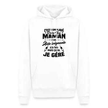 Compliqué d'être une maman et une Aide-soignante - Sweat à capuche Premium bio Homme - blanc - Devant - Nico (187cm)