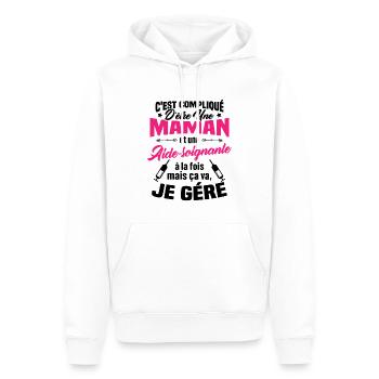 Compliqué d'être une maman et une Aide-soignante - Sweat à capuche Premium bio Homme - blanc - Devant - Nico (187cm)