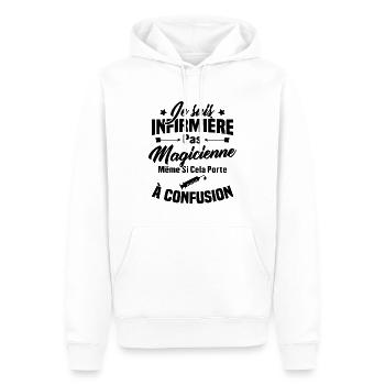 Humour Cadeau Je suis infirmière pas magicienne - Sweat à capuche Premium bio Homme - blanc - Devant - Nico (187cm)