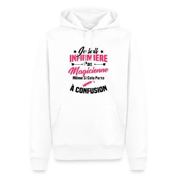 Humour Cadeau Je suis infirmière pas magicienne - Sweat à capuche Premium bio Homme - blanc - Devant - Nico (187cm)