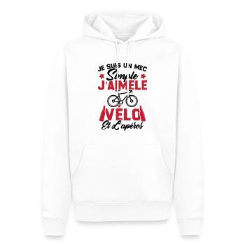 Je Suis Un Mec Simple J'aime Le Vélo Et L'apéro - Sweat à capuche Premium bio Homme - blanc - Devant - Nico (187cm)