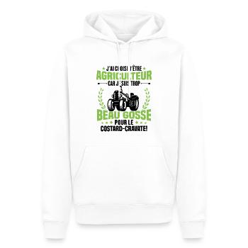 Agriculteur et Beau-gosse - Sweat à capuche Premium bio Homme - blanc - Devant - Nico (187cm)